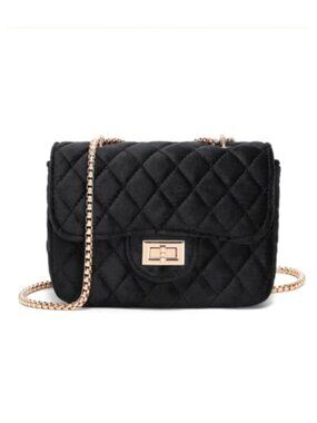Plush Quilted Crossbody Bag Small Chain Shoulder Purse Quilted Handbag